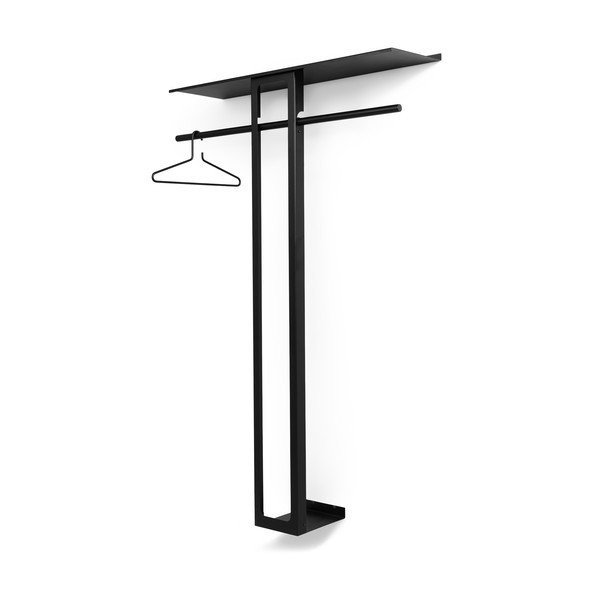 Črn jeklen stenski obešalnik s polico 100 cm Luno Large – Spinder Design-image-3