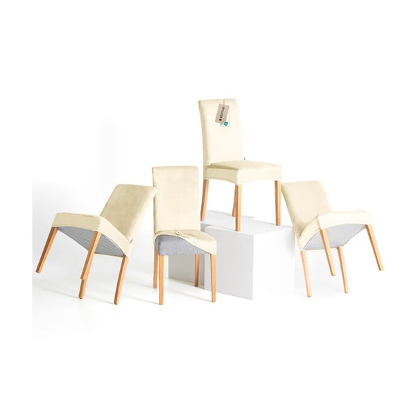 Kremno bele raztegljive prevleke v kompletu 4 ks za stol 48 cm Sento – Restilo