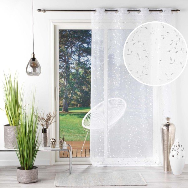  Prosojna zavesa iz tančice v beli in srebrni barvi 140x240 cm Floressia – douceur d'intérieur-image-4
