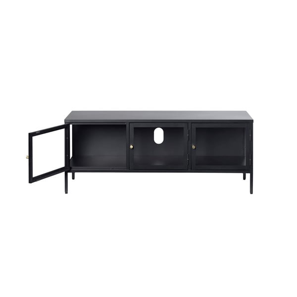 Črna kovinska TV omarica 132x52 cm Carmel – Unique Furniture-image-3