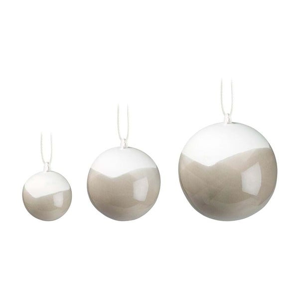 Komplet 3 sivih božičnih okraskov iz kostnega porcelana Kähler Design Nobili