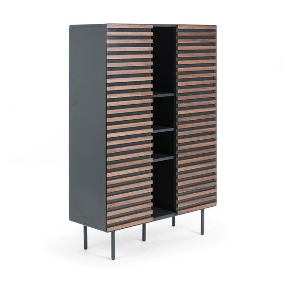 Omarica v orehovem dekorju v črni in naravni barvi 105x155x40 cm Kesia – Kave Home-image-2