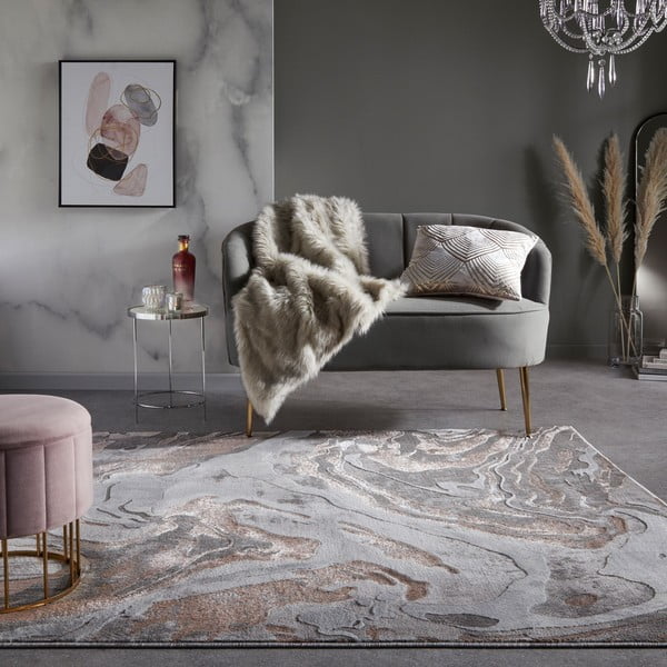Siva/bež preproga 80x150 cm Marbled – Flair Rugs-image-1