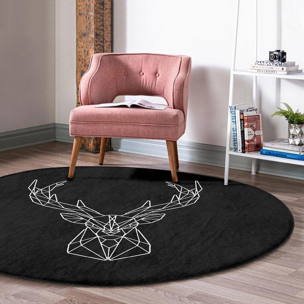 Črna pralna okrogla preproga primerna za robotski sesalnik ø 100 cm Comfort – Mila Home-image-1