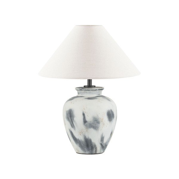 Bela/siva keramična namizna svetilka s tekstilnim senčilom (višina 55 cm) Lupe – Nova Luce