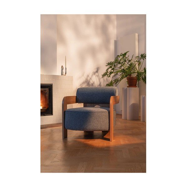 Prašno moder fotelj iz tkanine bouclé Oolong – Zuiver-image-2