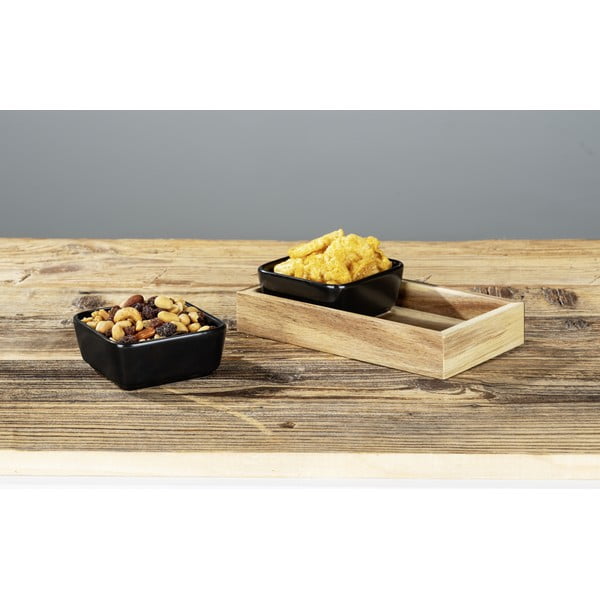 Črne keramične servirne sklede s pladnjem v kompletu 2 ks Elo - Wenko-image-4