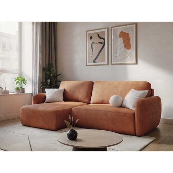 Bež raztegljiva sedežna garnitura iz šenilje s prostorom za shranjevanje 218 cm Lilo – Makamii-image-1