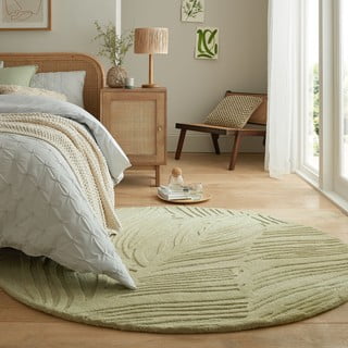 Zelena volnena okrogla preproga ø 160 cm Lino Leaf - Flair Rugs