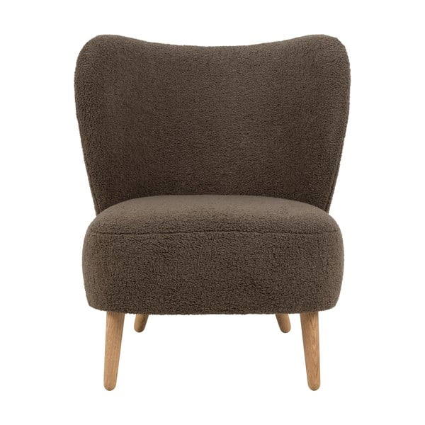 Rjav fotelj iz tkanine bouclé Elmont – Actona-image-2