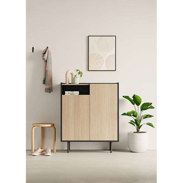 Črna/naravna omarica za čevlje v hrastovem dekorju Sienna – TemaHome-image-1