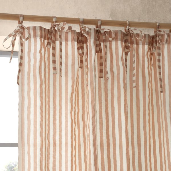 Prosojna zavesa v barvi terakote 140x183 cm Zanzibar Stripe – Pineapple Elephant