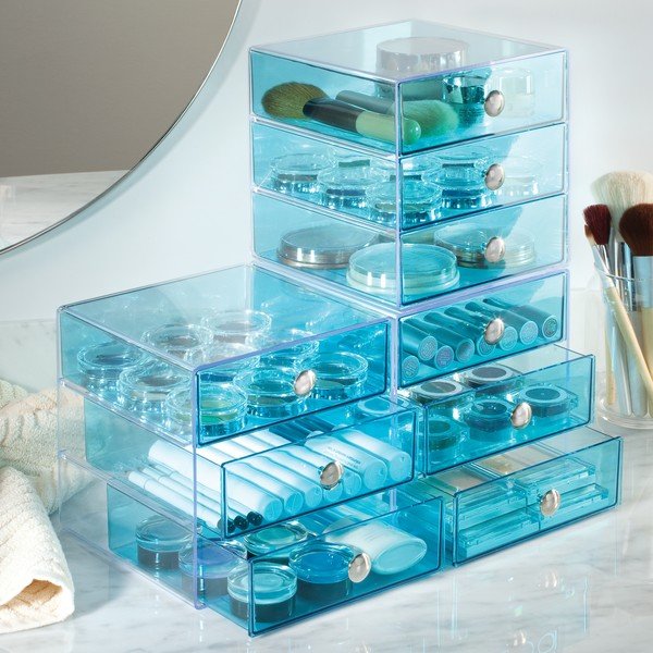 Moder 3-nadstropni organizator s predali iDesign, 16,5 x 16,5 cm-image-1