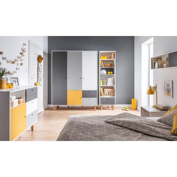 Belo-siva komoda z rumenimi detajli Vox Concept-image-1