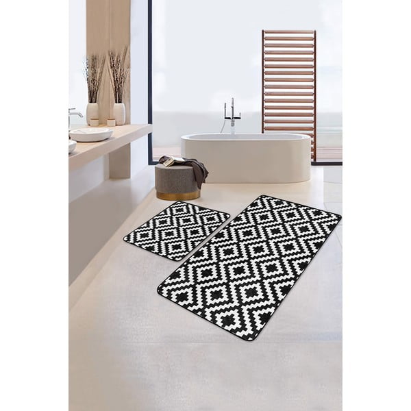 Bele/črne kopalniške preproge v kompletu 2 ks 60x100 cm – Mila Home-image-1