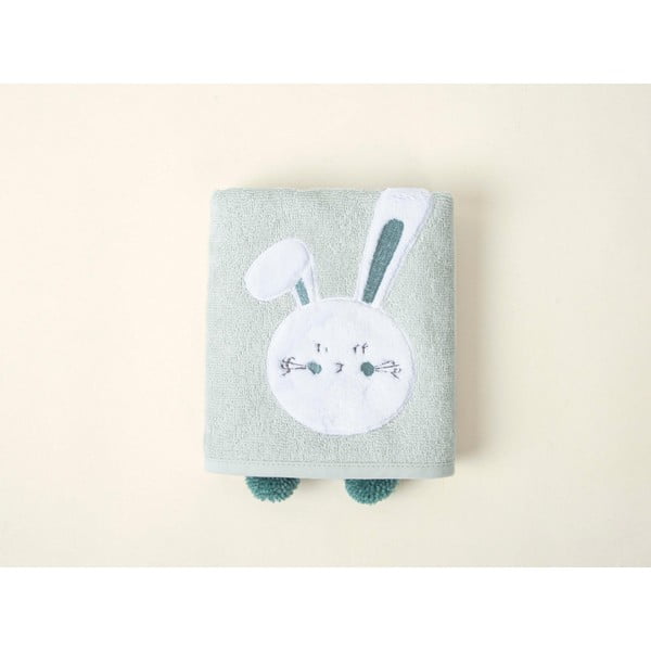 Zelena bombažna otroška brisača 75x50 cm Bunny - Foutastic