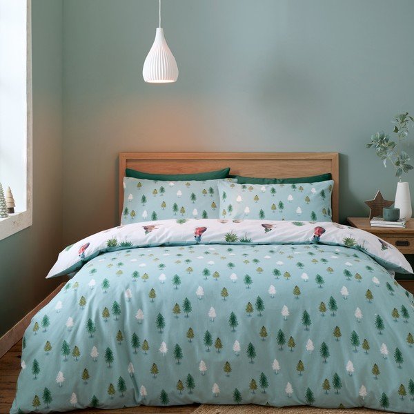 Bela enojna flanelna posteljnina 135x200 cm Snowy Penguin – Catherine Lansfield-image-1