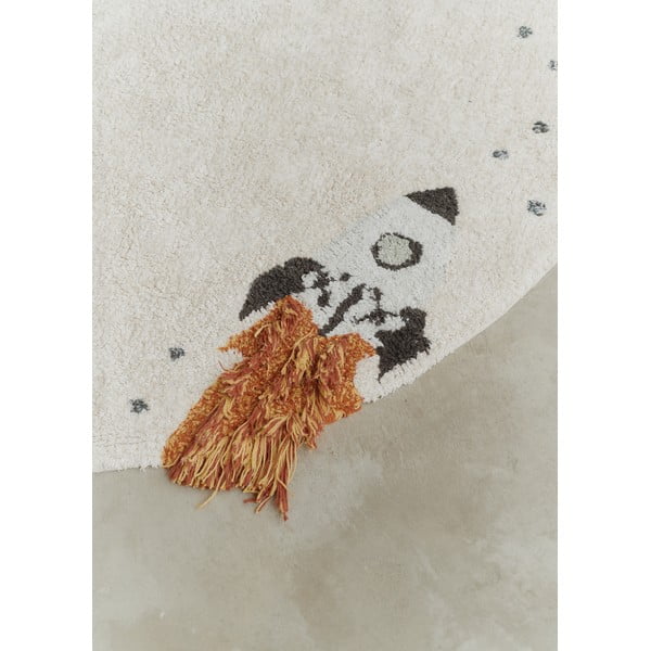 Kremno bela ročno tkana pralna bombažna otroška igralna preproga ø140 cm Interstellar Journey – Lorena Canals-image-4