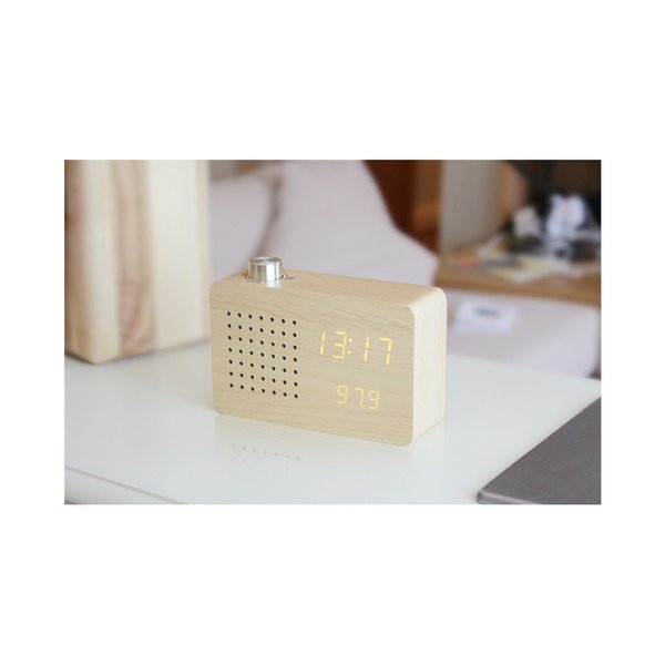 Bež budilka z rumenim zaslonom LED in radiem Gingko Radio Click Clock-image-1
