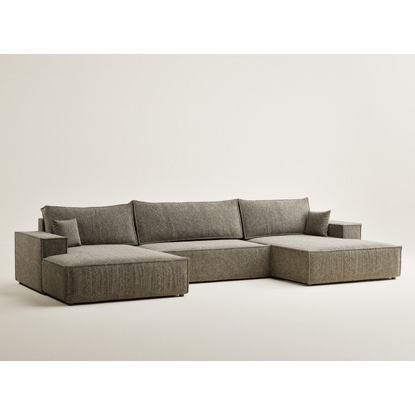 Rjava raztegljiva/s prostorom za shranjevanje kotna sedežna garnitura iz šenilje (v obliki črke "U") Kyoto – Maison de Rêve-image-2