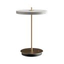 Svetlo siva LED zatemnitvena namizna svetilka s kovinskim senčnikom (višina 31 cm) Asteria Move – UMAGE