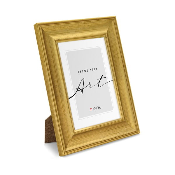 Plastičen stoječ in stenski okvir v zlati barvi 22x28 cm-image-2