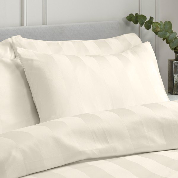 Kremno bela enojna satenasta posteljnina 135x200 cm So Soft Satin Stripe – Catherine Lansfield-image-2