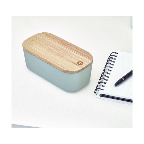 Siva škatla za shranjevanje s pokrovom iz paulovnije iDesign Eco, 9 x 18,3 cm-image-1