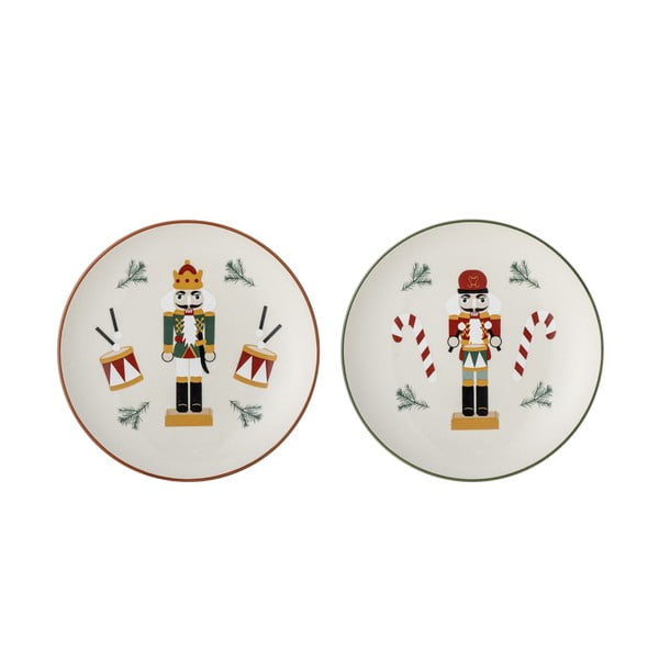 Beli desertni lončeni krožniki z božičnim motivom v kompletu 2 ks ø 16 cm Jolly – Bloomingville