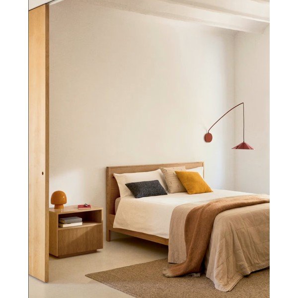 Postelja iz masivnega hrasta z letvenim dnom 90x190 cm v naravni barvi Alguema – Kave Home-image-2