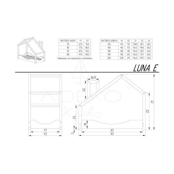 Postelja v obliki hiše iz borovega lesa Adeko Luna Elma, 90 x 200 cm-image-3