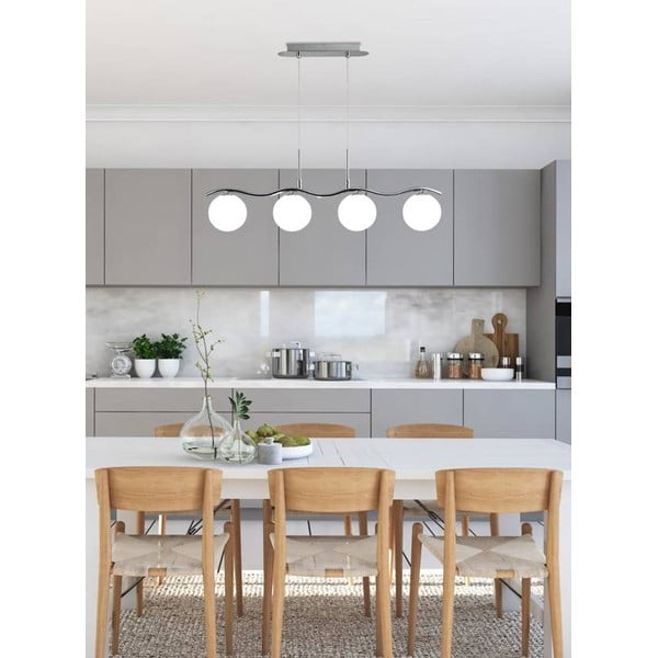 Viseča svetilka v srebrni barvi s steklenim senčnikom 12x79 cm Ramon - Candellux Lighting-image-1