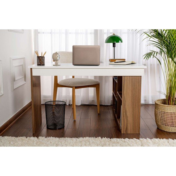 Pisalna miza v orehovem dekorju 120x130 cm Vesper – Kalune Design-image-4