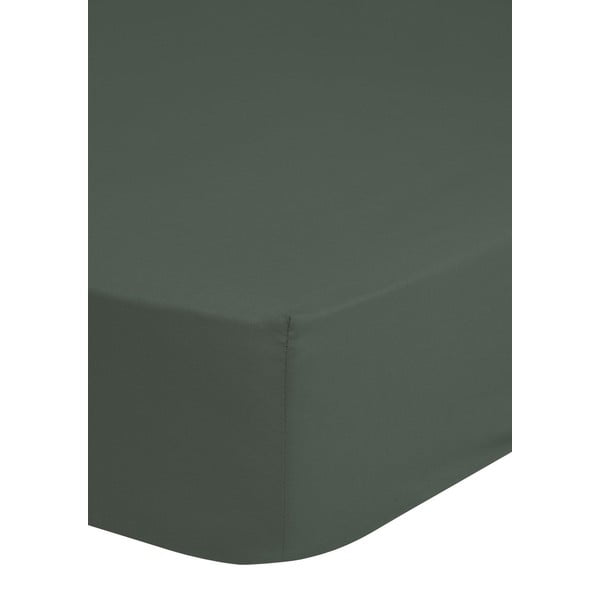 Olivno zelena elastična rjuha iz bombažnega satena HIP, 160 x 200 cm-image-1