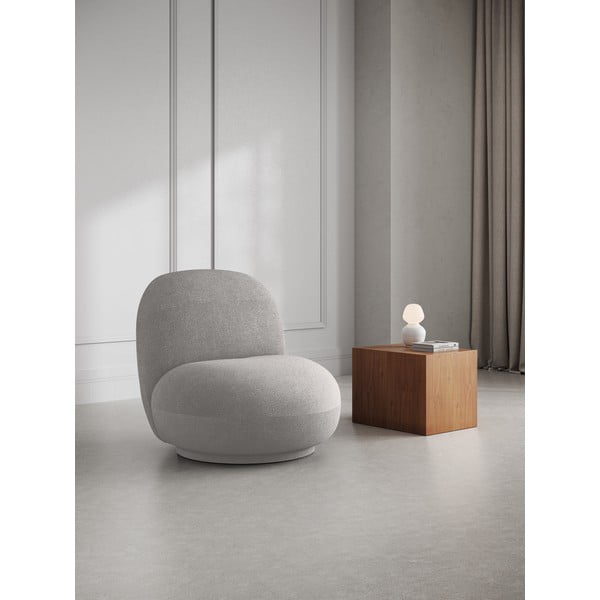 Svetlo siv fotelj iz tkanine bouclé Chuck – Micadoni Home-image-1