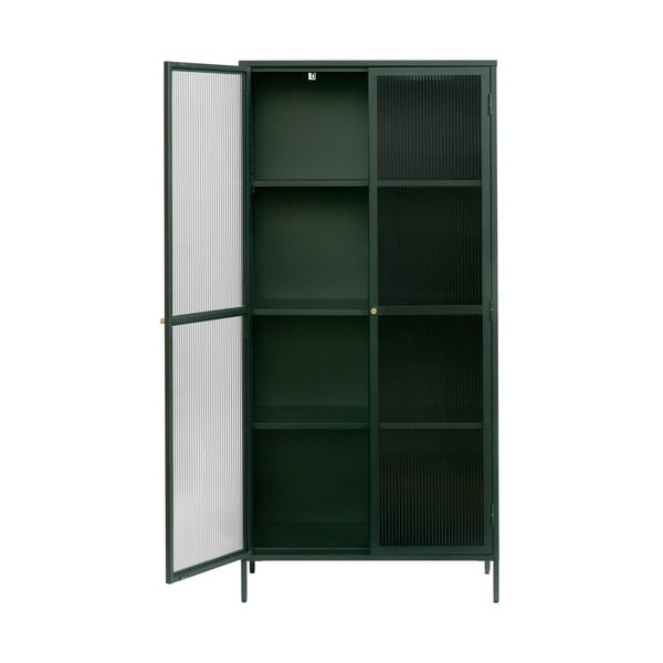 Temno zelena kovinska vitrina 90x190 cm Bronco – Unique Furniture-image-2