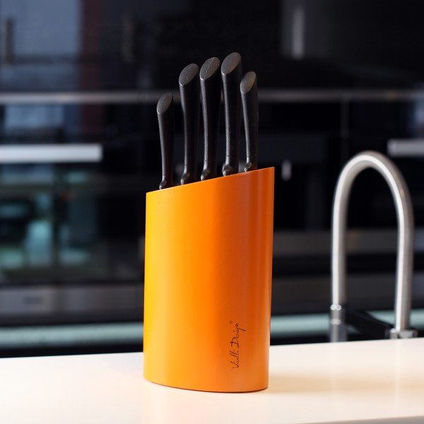 Oranžno stojalo s petimi noži Vialli Design-image-1