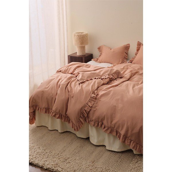 Prašno rožnata enojna posteljnina iz bombažnega satena 150x210 cm Gloria – Ellos Home-image-1