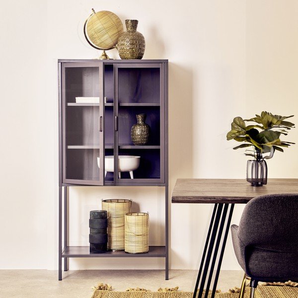 Siva jeklena vitrina 75x150x35 cm Acier – Premier Housewares-image-1