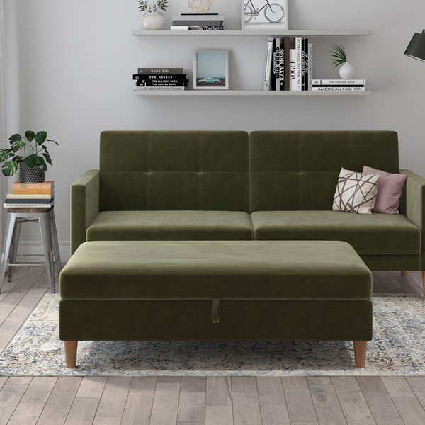 Zelen žameten tabure Lilly – Støraa-image-1