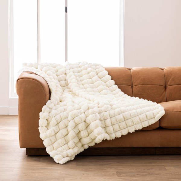 Kremno bela odeja iz mikropliša/iz umetnega krzna 180x220 cm Igloo – douceur d'intérieur-image-2