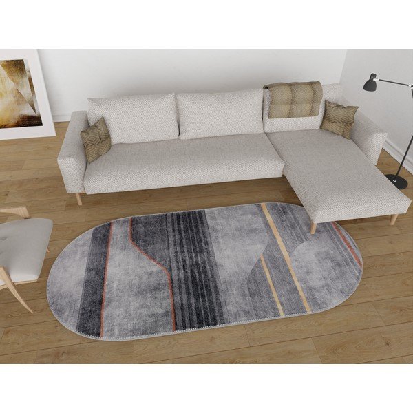 Siva pralna preproga 120x180 cm Oval – Vitaus-image-1
