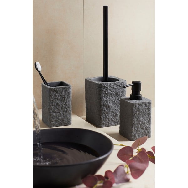 Antracitno siv komplet pripomočkov za kopalnico iz poliresina Villata – Wenko-image-1