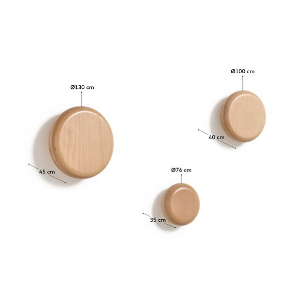 Leseni stenski obešalniki v kompletu 3 ks v naravni barvi Nadue – Kave Home-image-3