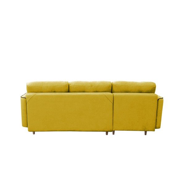 Gorčično rumena raztegljiva sedežna garnitura s svetlimi nogami Mazzini Sofas Ladybird, levi kot-image-1