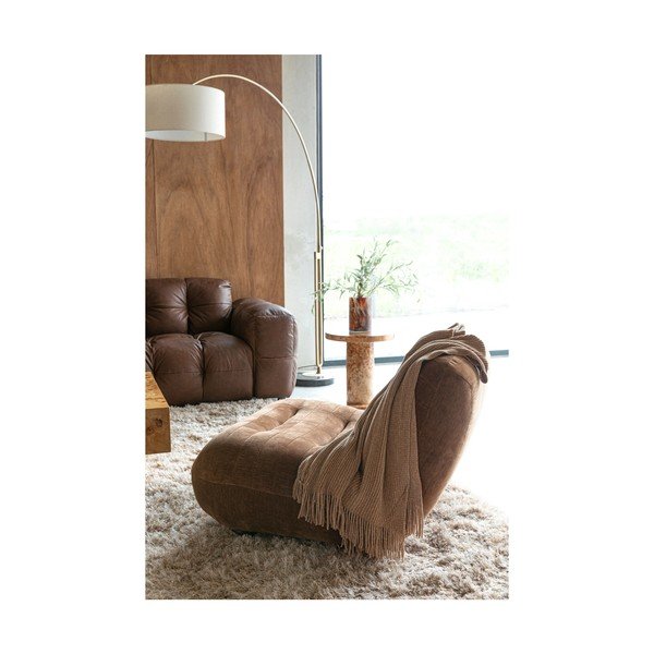 Rjav žameten fotelj Wyatt – Dutchbone-image-1