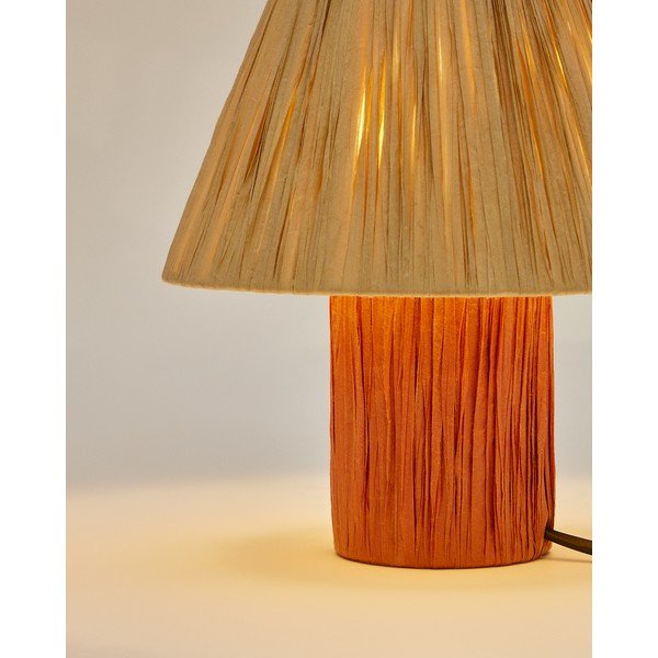 Namizna svetilka v naravni barvi in barvi terakote (višina 25 cm) Pulmi – Kave Home-image-2