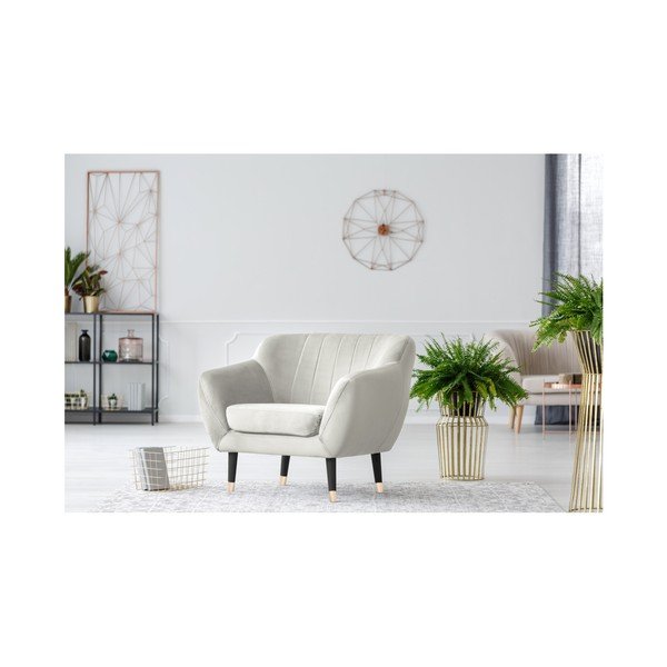 Krem fotelj s črnimi nogami Mazzini Sofas Benito-image-2