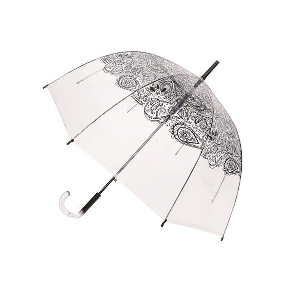 Ambiance Black Paisley Transparentni vetrovni dežnik, ⌀ 85 cm