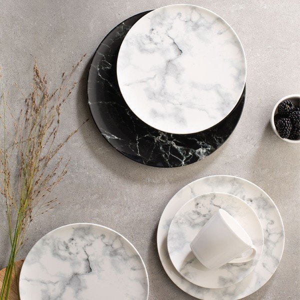 8-delni črno-bel porcelanast jedilni set Villeroy & Boch Marmory-image-1
